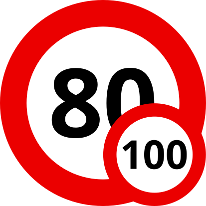 Auf Deutschlands Autobahnen darfst Du mit Deinem Wohnwagen 80 km/h, mit Sondergenehmigung 100 km/h schnell fahren.