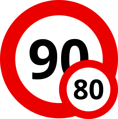 Auf den Landstraßen Frankreichs sind 90 km/h, bei Nässe und für Fahranfänger nur 80 km/h erlaubt.