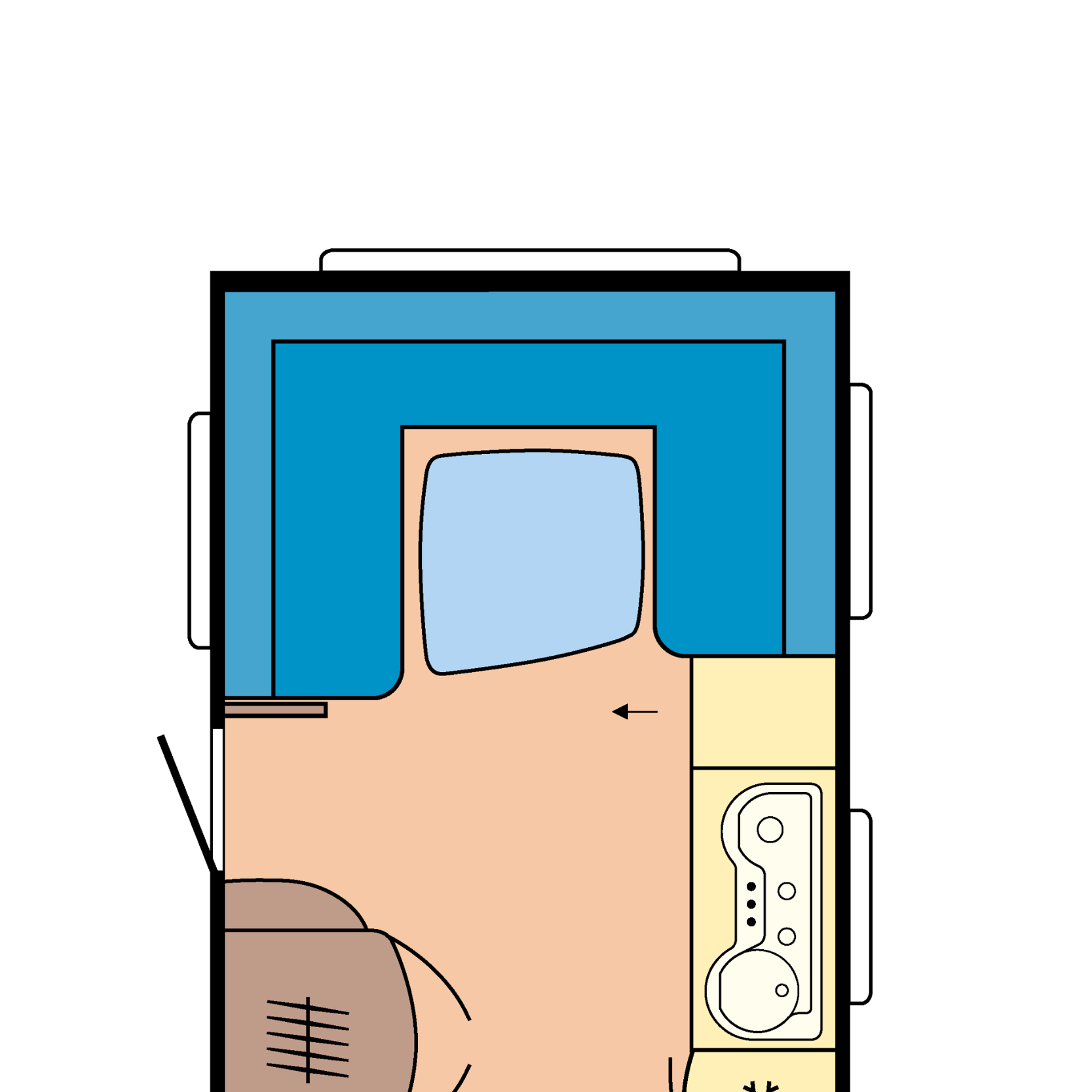 Grundrissplan eines Wohnwagens