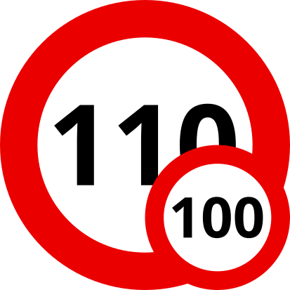 Auf Französischen Schnellstraßen sind 110 km/h, bei Nässe und für Fahranfänger nur 100 km/h erlaubt.